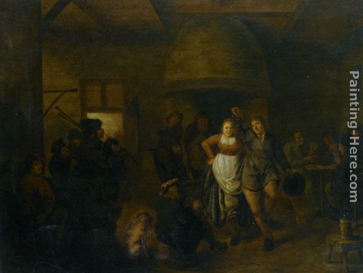 Jan Miense Molenaer A Tavern Interior with a Bagpiper and a Couple Dancing